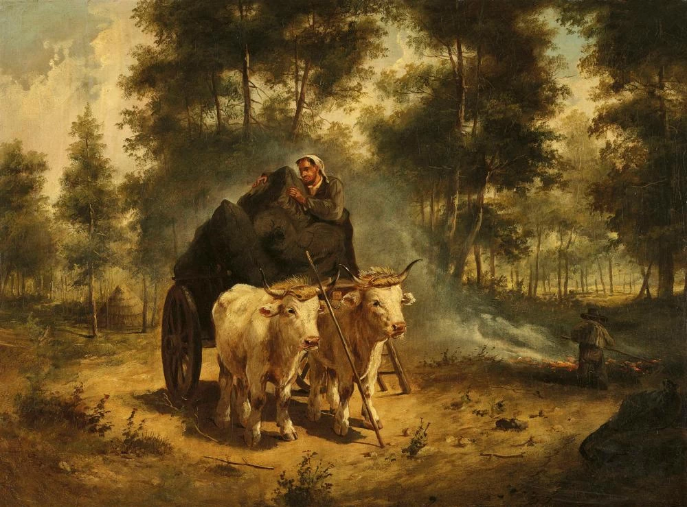 Carl Schweninger II - Carbonaio sul carro trainato da buoi